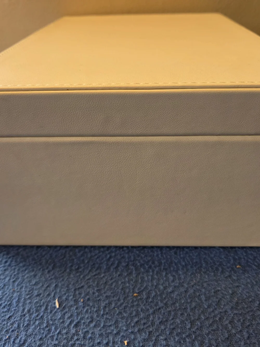 Leather Jewelry Storage Box in Cream with Gold Accents